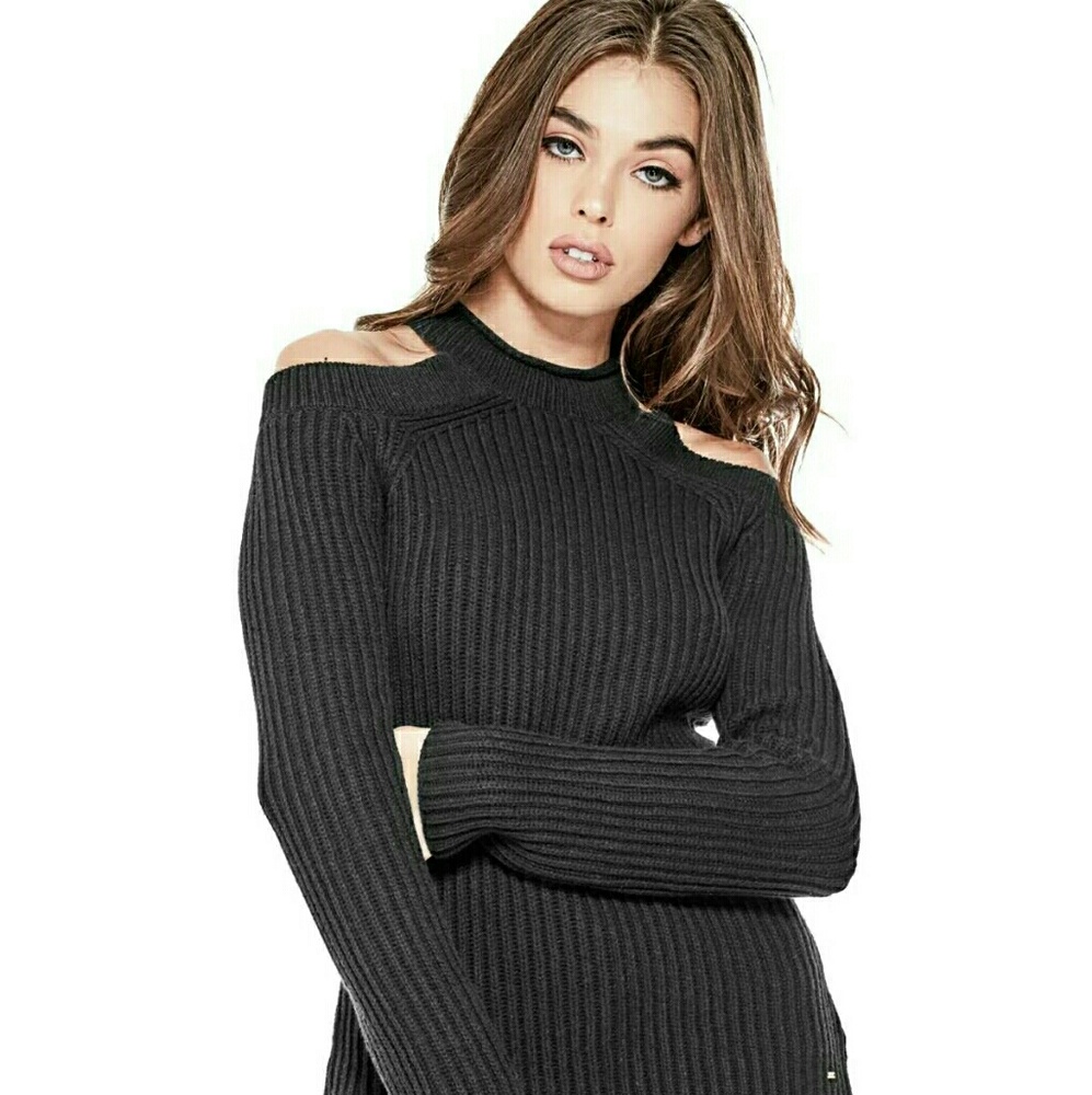 Gorgeous Guess shoulder off black sweater NWOT